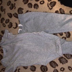 grey onesie and sweatpants